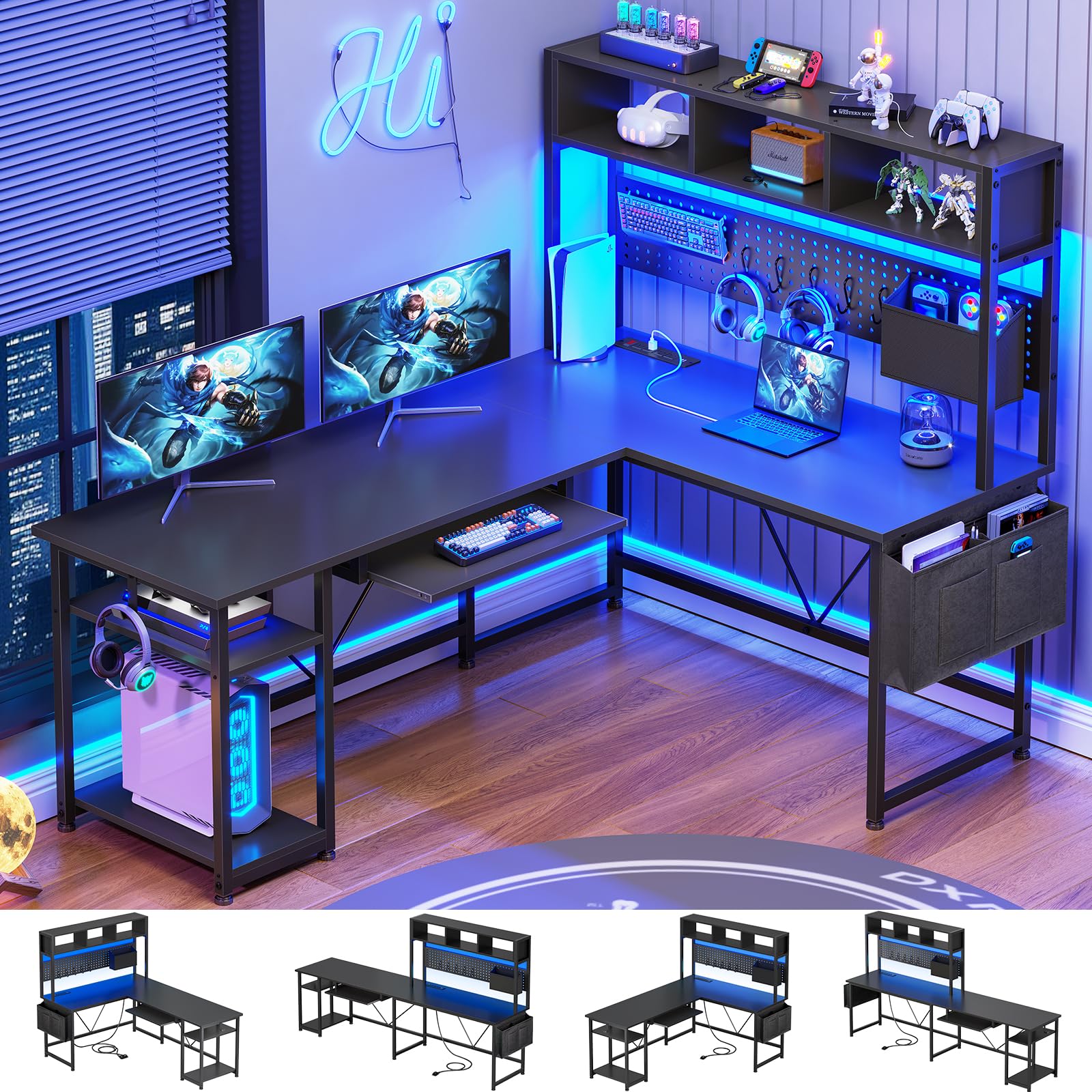 Amazon.com: SEDETA L Shaped Gaming Desk with Hutch, 57.5